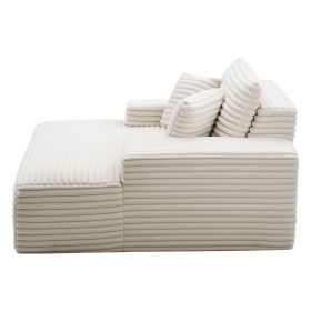 Chaise Lounge Chair, 54 in Boneless Chaise Lounge Indoor, Modern Upholstered Oversized Reading Chair with Throw Pillows & Armrests