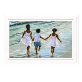 "Running on the Beach" By Georgia Janisse, Ready to Hang Framed Print, White Frame