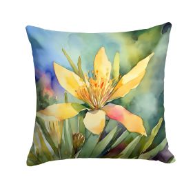 New Mexico Yucca Flower in Watercolor Throw Pillow Machine Washable, Indoor Outdoor Decorative Pillow for Couch, Bed or Patio, 14Hx14W