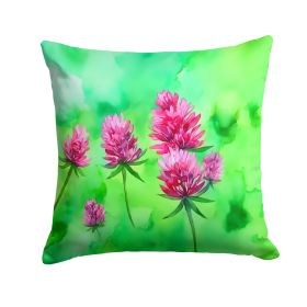Vermont Red Clover in Watercolor Throw Pillow Machine Washable, Indoor Outdoor Decorative Pillow for Couch, Bed or Patio, 14Hx14W