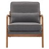 Oak Armrest Oak Upholstered Single Lounge Chair Indoor Lounge Chair Dark Grey