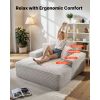 Chaise Lounge Chair, 54 in Boneless Chaise Lounge Indoor, Modern Upholstered Oversized Reading Chair with Throw Pillows & Armrests