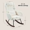 Nursery Rocking Chair with Headrest, Lumber Pillow, Nursing Chair with High Back for Living Room, Bedroom, Cream White