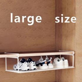 "Luxury Stackable Shoe Display - Adjustable Width with Storage Basket Included" (Capacity: white large size*1)